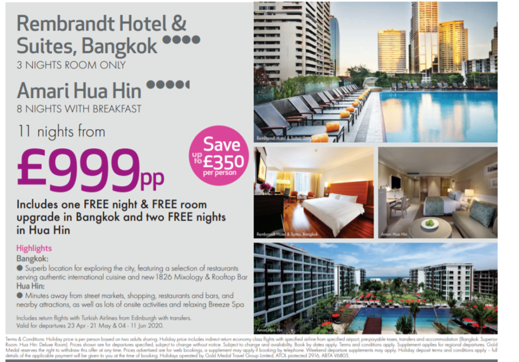 thailand twin centre special offer gazelle travel - sace up to £350 per person